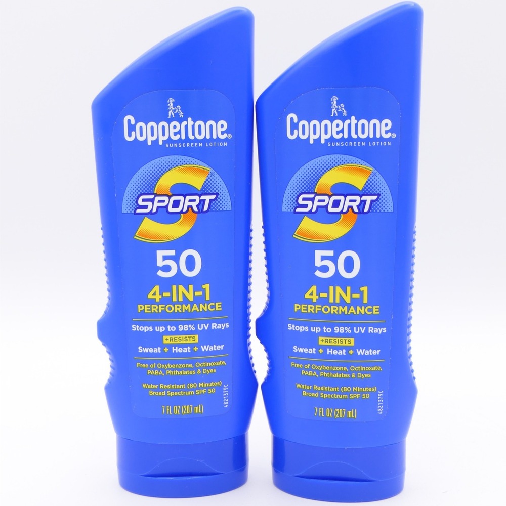 Coppertone Sport 4-In-1 Performance SPF 50 Sunscreen Lotion 2 Pack 7 oz Ea 02/28